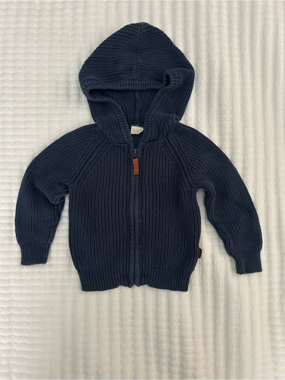 Goumi Navy Full Zip Hooded Knit Cardigan Sweater Toddler 12-18M